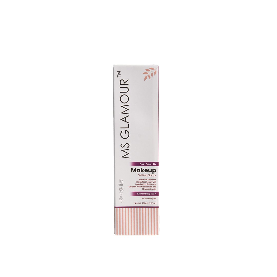 MS Glamour Prep, Prime & Fix Makeup Setting Spray | Enriched with Niacinamide & Hyaluronic Acid | Long-Lasting Makeup Fixer | Non-Sticky