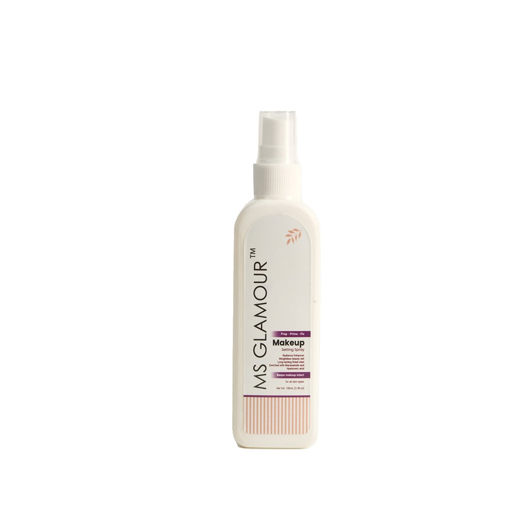 MS Glamour Prep, Prime & Fix Makeup Setting Spray | Enriched with Niacinamide & Hyaluronic Acid | Long-Lasting Makeup Fixer | Non-Sticky
