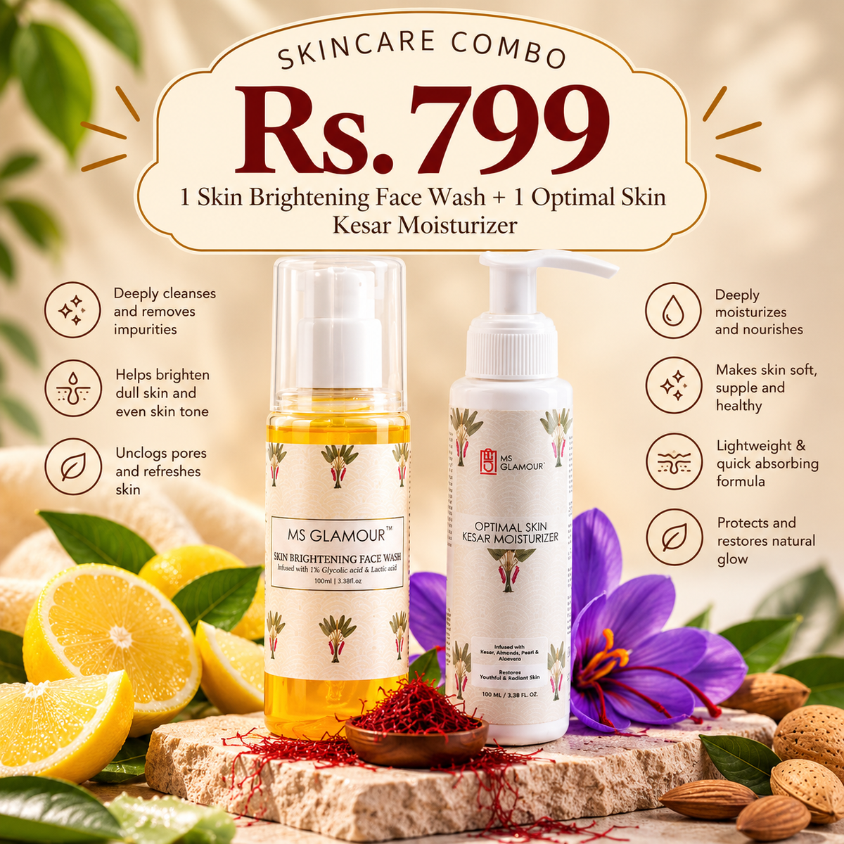 Skin brightening face wash+ Moisturizer COMBO