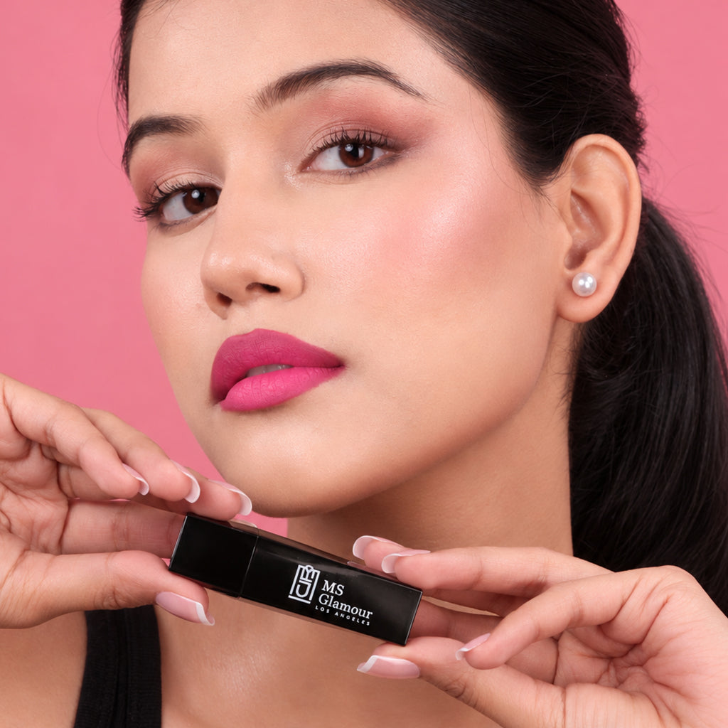 Ultra-Comfortable Velvet Matte Lipstick Smudge Proof - Vivid Pink